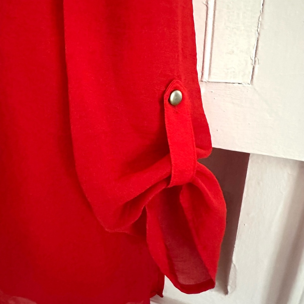 Red Sheer High/Low Blouse - Picture 3 of 4